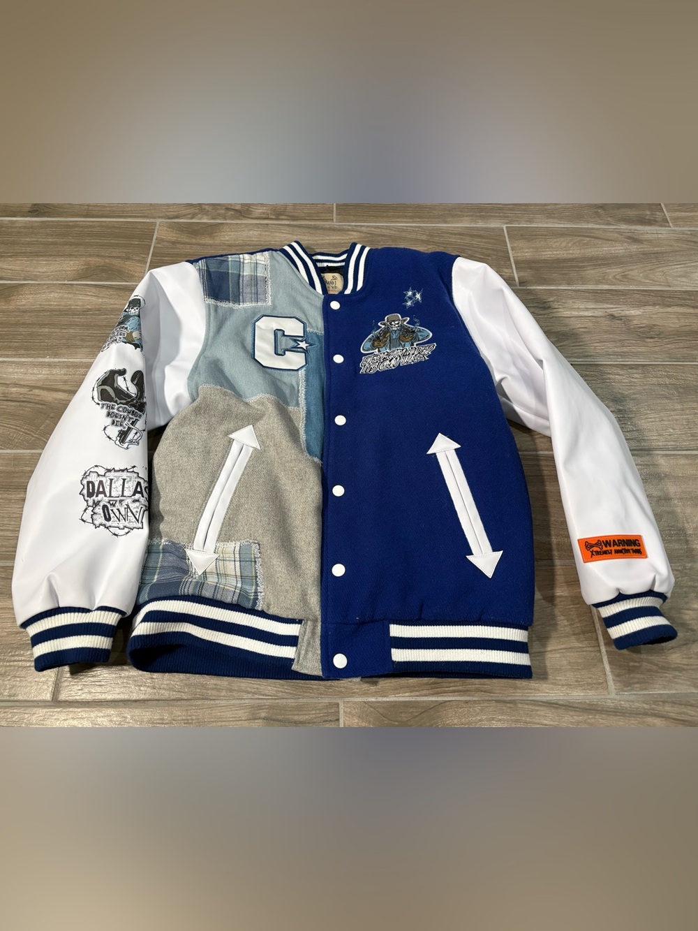 Dallas Cowboys Brand X Varsity Jacket Patches Wool Quilted Pockets Size XL NWT